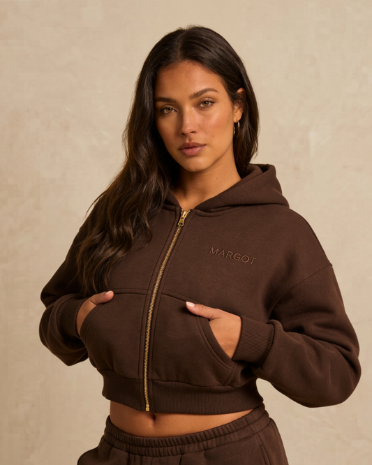 SWITCH SHAPE ZIP HOODIE – CHOCOLATE
