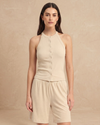 SIGNATURE HALTER SHORT SET & CHOLKA – CHAMPAGNE